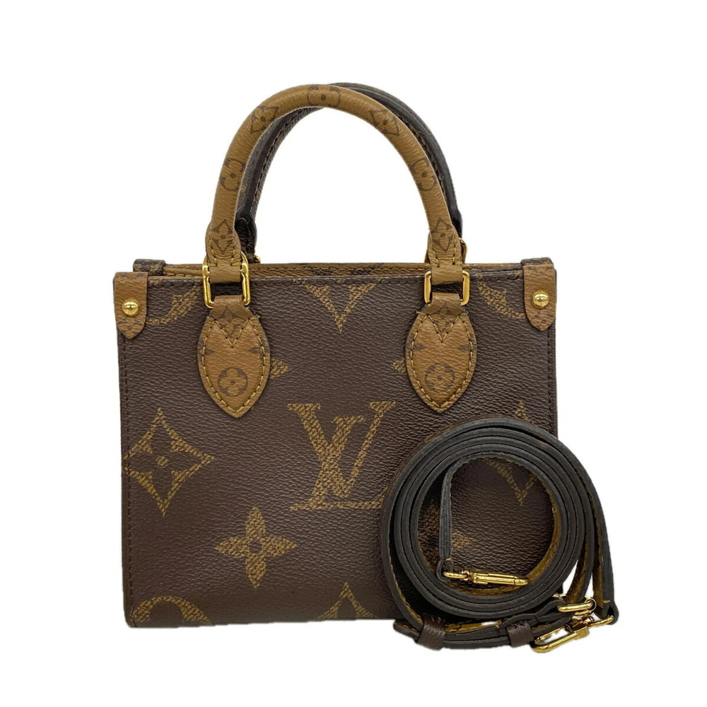 Louis Vuitton Monogram Giant Reverse OnTheGo BB Handbag M46839 Brown 2-way ba...